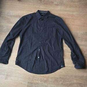 John Varvatos Luxe Black Fitted Dress Shirt Sz M